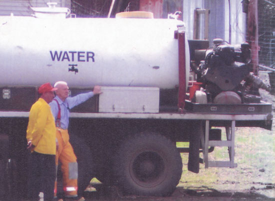 Twin Ridge Fire crew and water tanker.